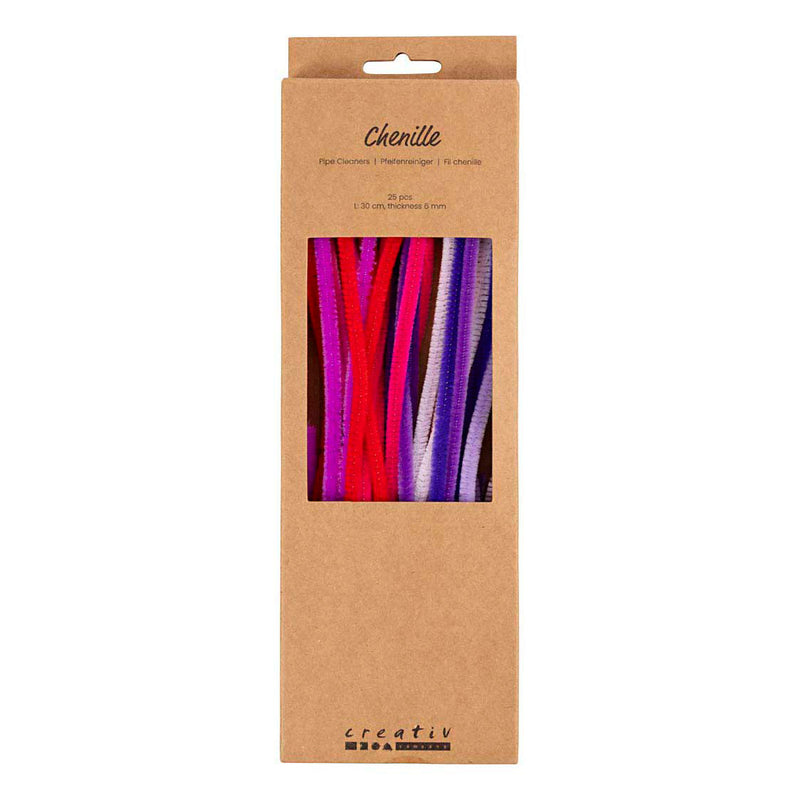 Chargez l'image dans la visionneuse de la galerie, Creativ company chenille 6mm x 30cm paars en roze harmonie - 25st.