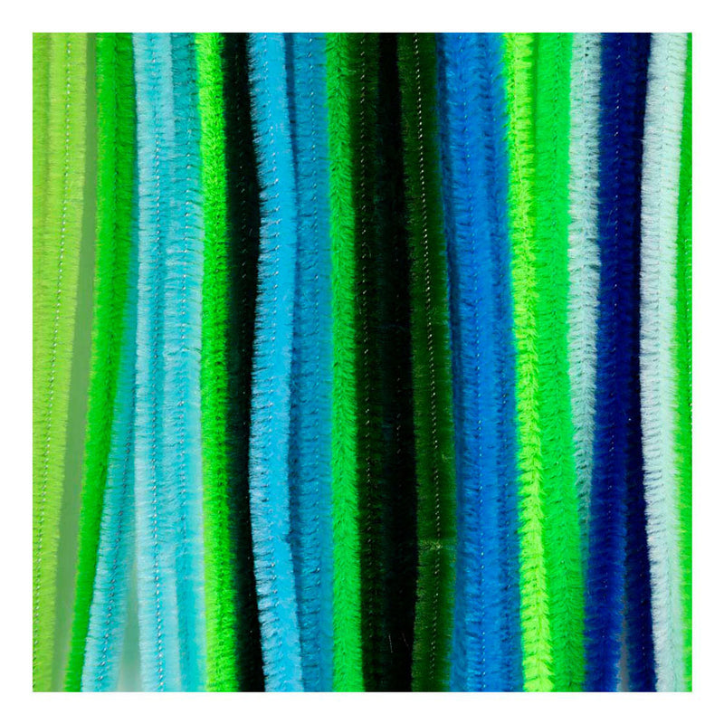 Load image into Gallery viewer, Creativ company chenille 6mm x 30cm groen en turquoise harmonie - 25st.