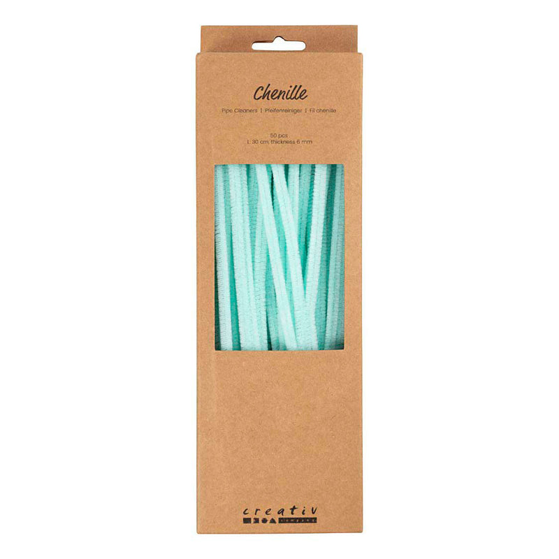 Afbeelding laden in galerijviewer, Creativ company chenille 6mm x 30cm licht turquoise - 50st.