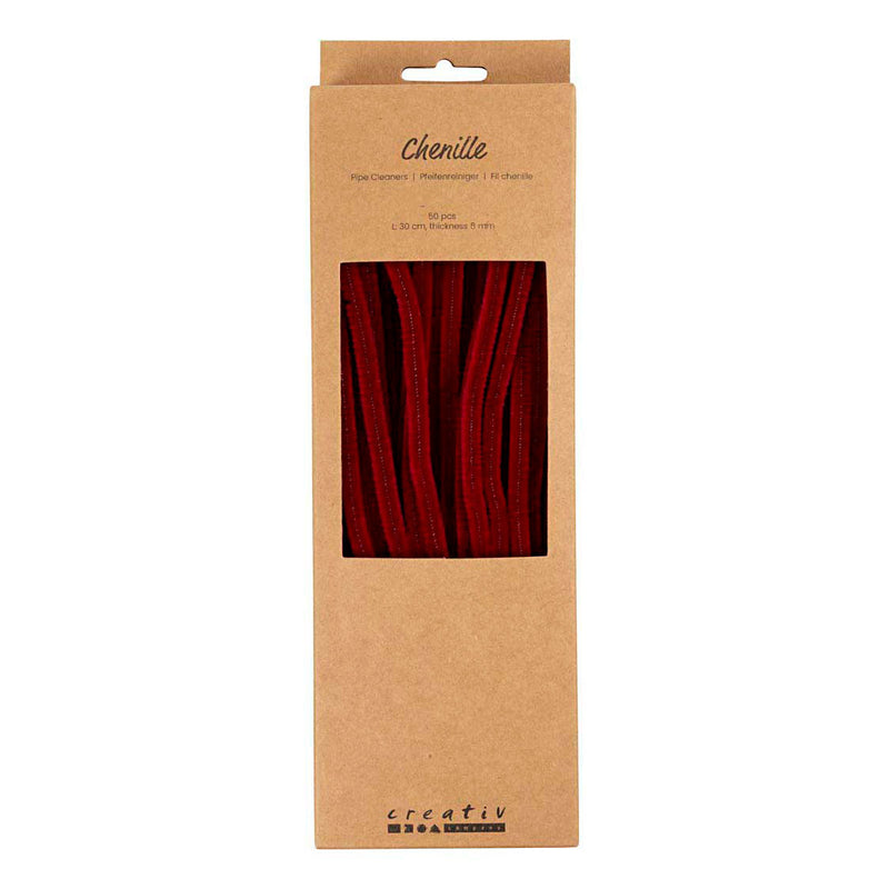ギャラリービューアに画像をロードする, Creativ company chenilledraad knutselmateriaal donkerrood 50 stuks 6mm x 30cm.