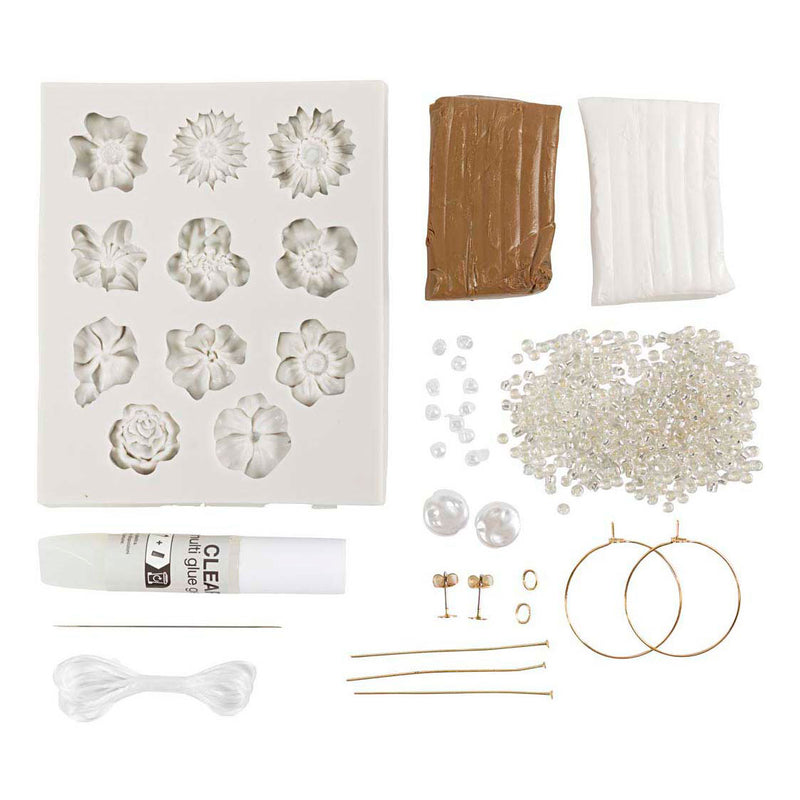 Afbeelding laden in galerijviewer, Creativ company mini hobbyset sieraden oorbellen armband en halsketting bloemontwerp