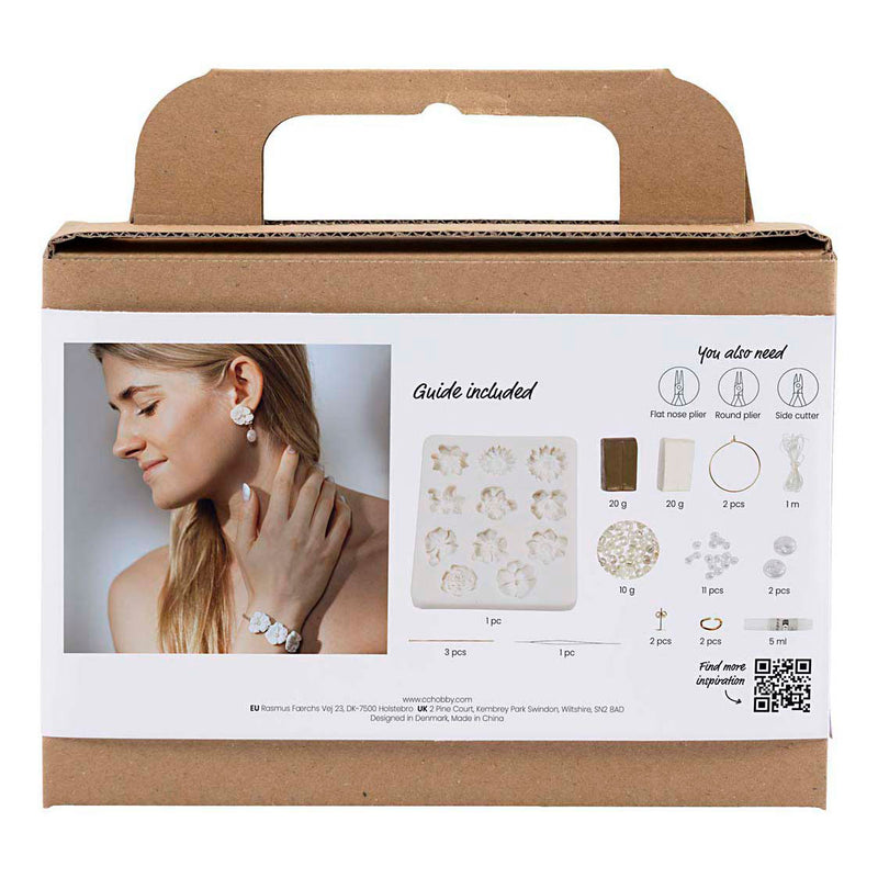 Afbeelding laden in galerijviewer, Creativ company mini hobbyset sieraden oorbellen armband en halsketting bloemontwerp