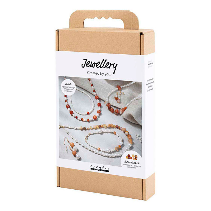 Afbeelding laden in galerijviewer, Creativ company hobbyset sieraden beige burnt orange wit parelmoer