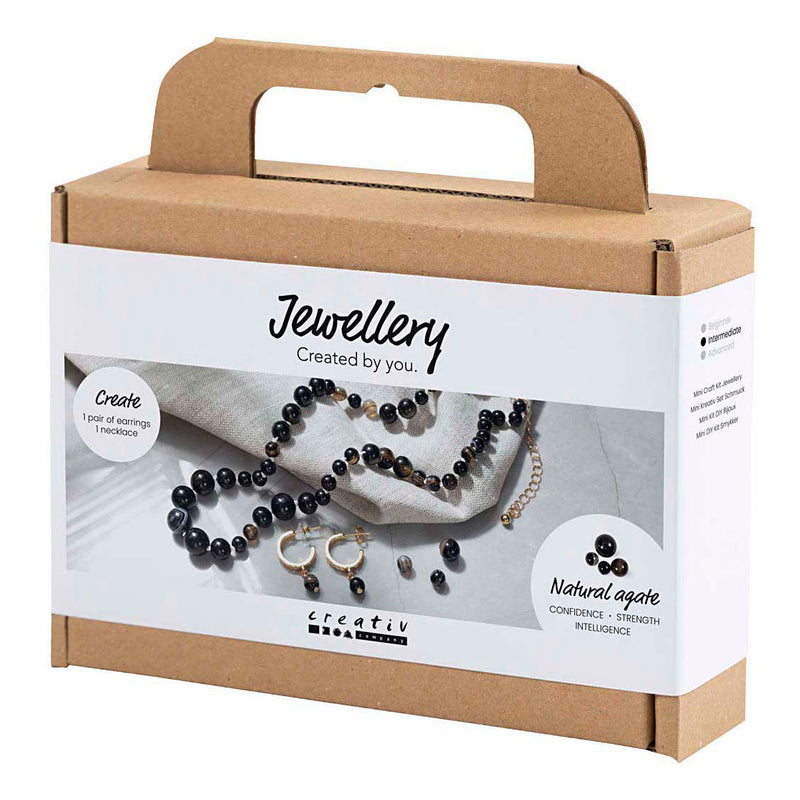 Afbeelding laden in galerijviewer, Creativ company mini hobbyset sieraden halsketting en oorbellen zwart en wit