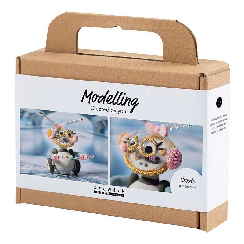 Afbeelding laden in galerijviewer, Creativ company mini hobbyset robot boetseren grijs en roze