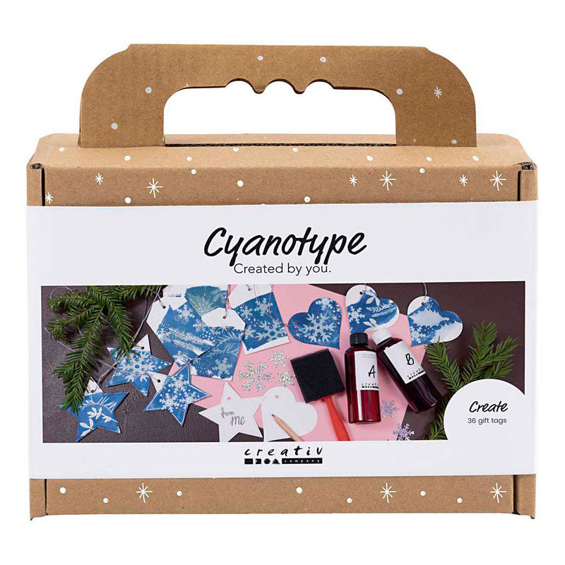 Load image into Gallery viewer, Creativ company mini hobbyset cyanotypie geschenklabels blauw en zilver