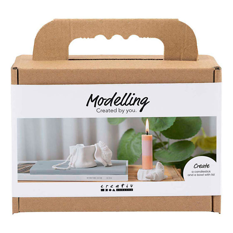 Afbeelding laden in galerijviewer, Creativ company https: www.cchobby.nl mini-hobbyset-boetseren-kandelaar-met-schelpen-off-white-1-doos