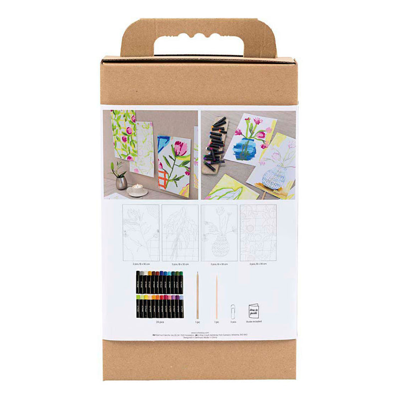 Afbeelding laden in galerijviewer, Creativ company hobbyset oliepastel bloemen diverse kleuren