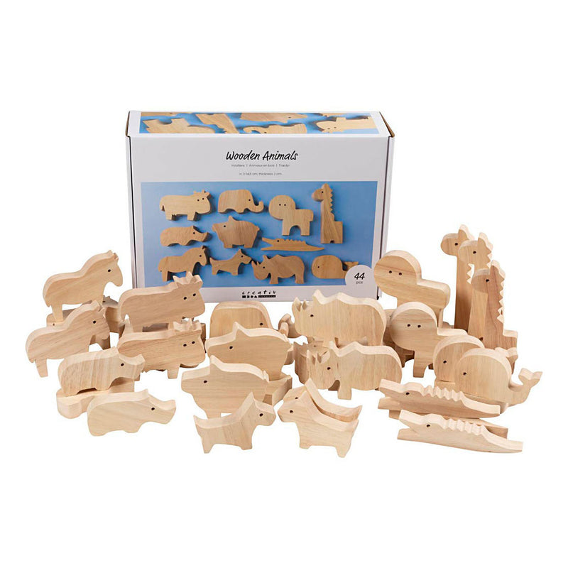 Cargue la imagen en el visor de la galería, Creativ company http: www.cchobby.nl houten-dieren-boerderij-en-safari-h-3-14-5-cm-dikte-2-cm-44-stuk-1-doos