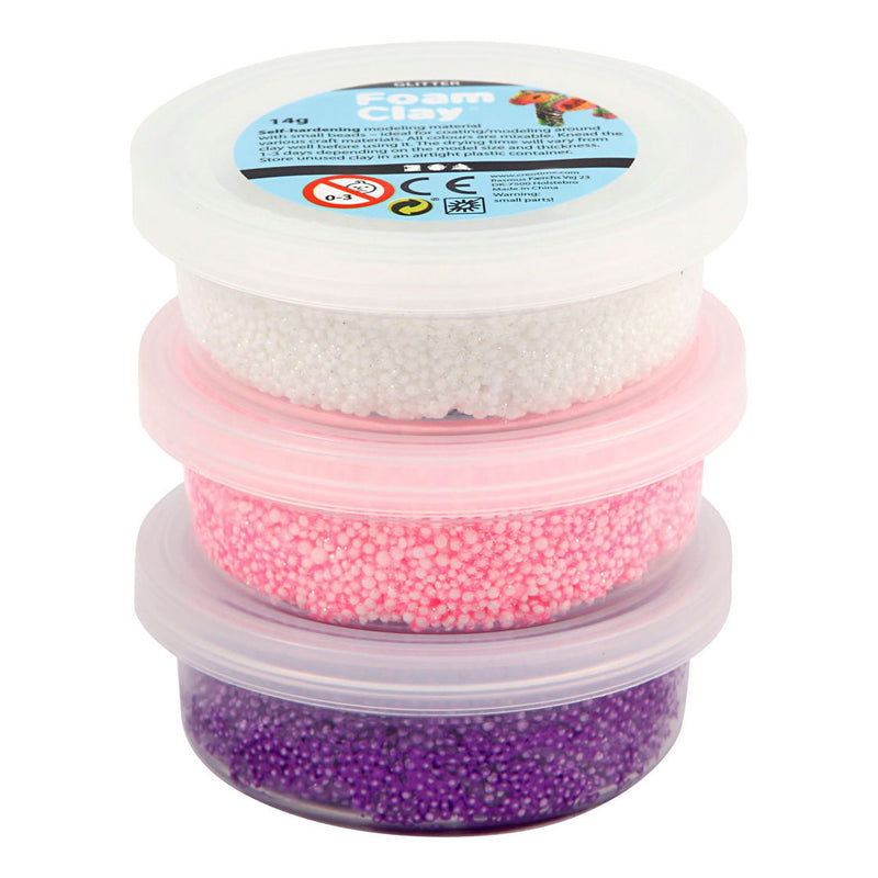 Afbeelding laden in galerijviewer, Creativ company https: www.cchobby.nl foam-clayr-glitter-metallic-roze-paars-wit-3x14-gr-1-doos