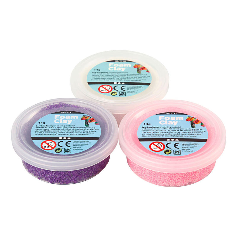 Afbeelding laden in galerijviewer, Creativ company foam clay glitter metallic - 3x14gr.