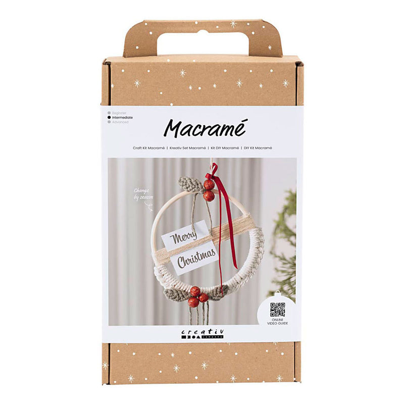 Afbeelding laden in galerijviewer, Creativ company https: www.cchobby.nl hobbyset-macrame-kerstkrans-mosgroen-kerstrood-off-white-1-doos