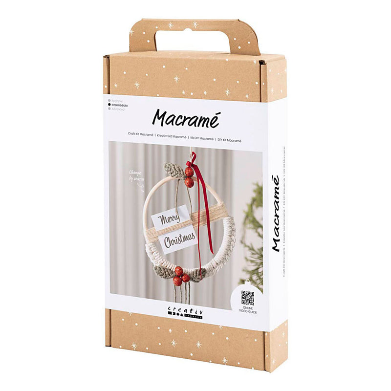Afbeelding laden in galerijviewer, Creativ company https: www.cchobby.nl hobbyset-macrame-kerstkrans-mosgroen-kerstrood-off-white-1-doos