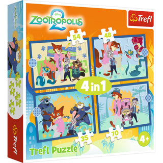 Chargez l'image dans la visionneuse de la galerie, Trefl puzzel 4 in 1 zootopia 35+48+54+70 stukjes | 2 stuks