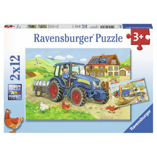 Load image into Gallery viewer, Ravensburger - Op de Bouwplaats en Boerderij Puzzel 2x12 stuks