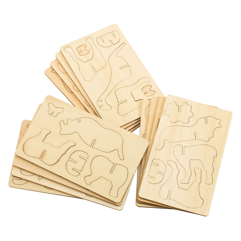 Load image into Gallery viewer, Colorations bouwpakketje houten 3d jungledieren, set van 4