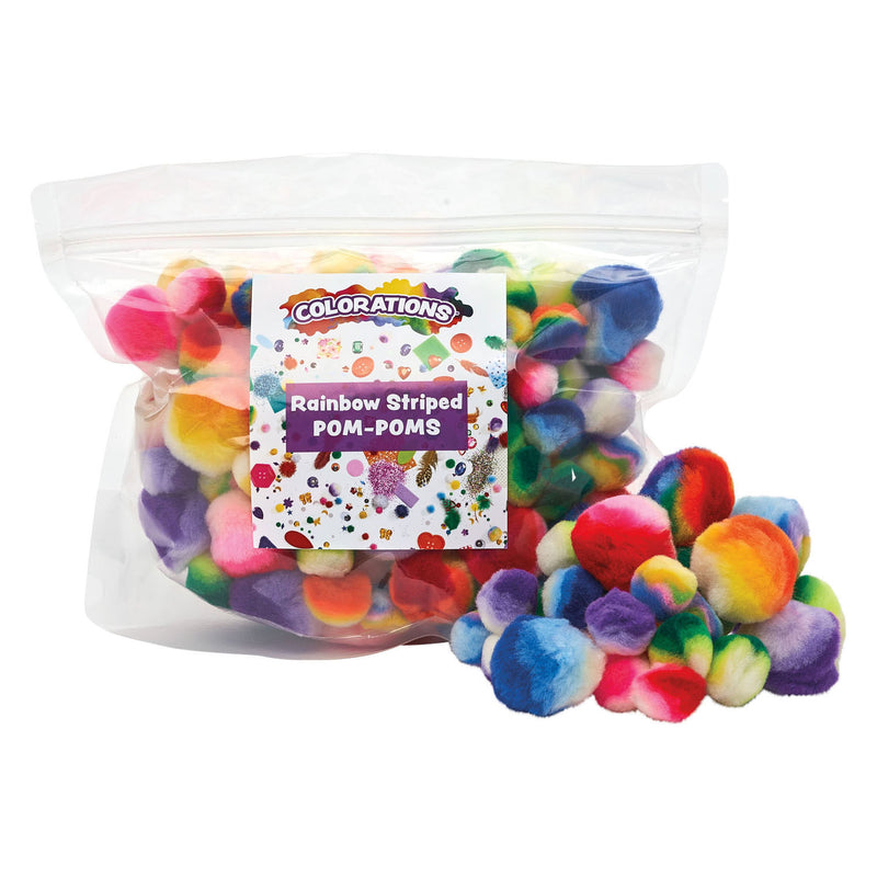 Load image into Gallery viewer, Colorations - regenboog gestreepte pom poms, 180st.