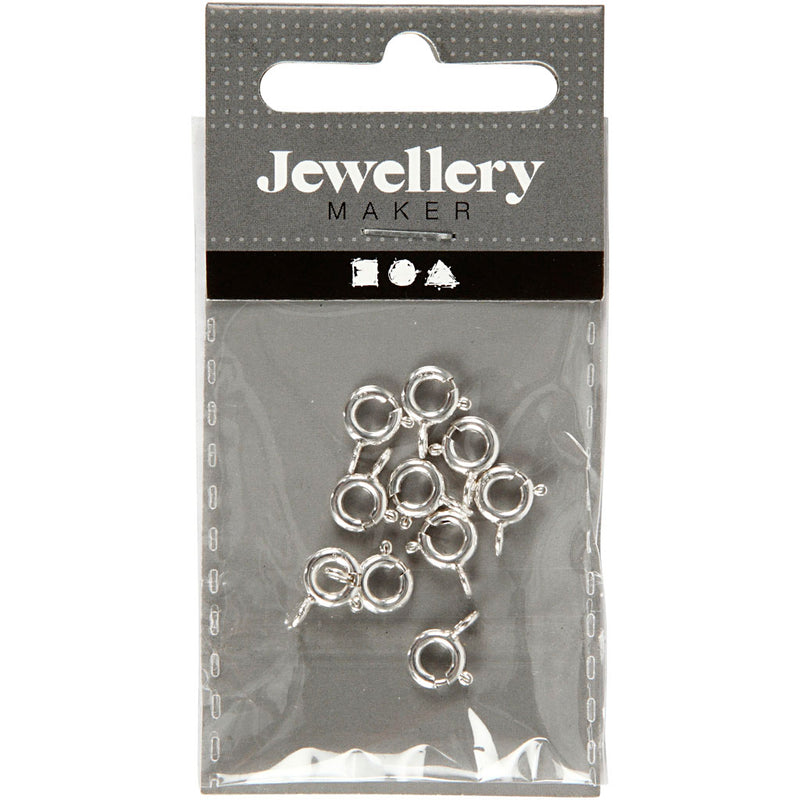 Load image into Gallery viewer, Https: www.cchobby.nl veersluiting-met-ring-d-6-mm-zilver-10-stuk-1-doos