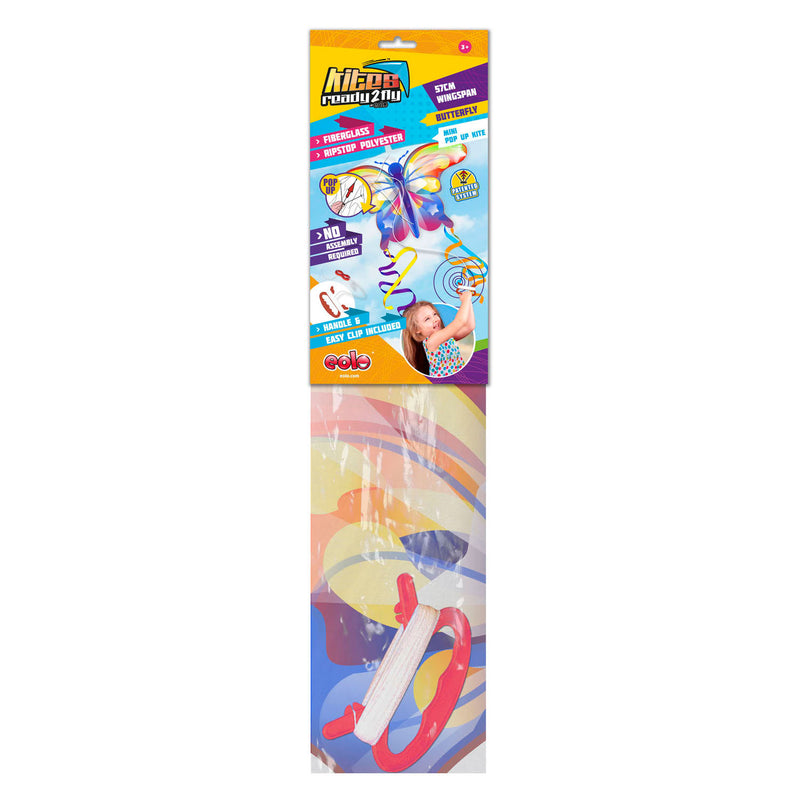 ギャラリービューアに画像をロードする, Kites ready 2 fly - pop-up mini nylon vlieger vlinder regenboog