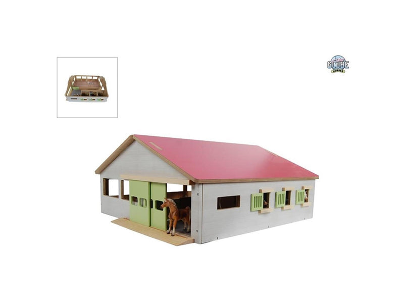 Load image into Gallery viewer, Kids globe paardenstal met 3 boxen + binnenbak 1:32