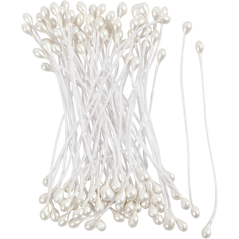 Load image into Gallery viewer, Creativ company https: www.cchobby.nl bloemmeeldraden-l-6-4-cm-d-2-mm-wit-parelmoer-100-stuk-1-doos