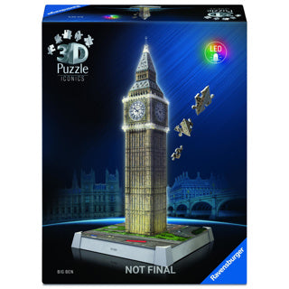 Afbeelding laden in galerijviewer, Ravensburger 3d puzzel iconics big ben - met licht - 235st.