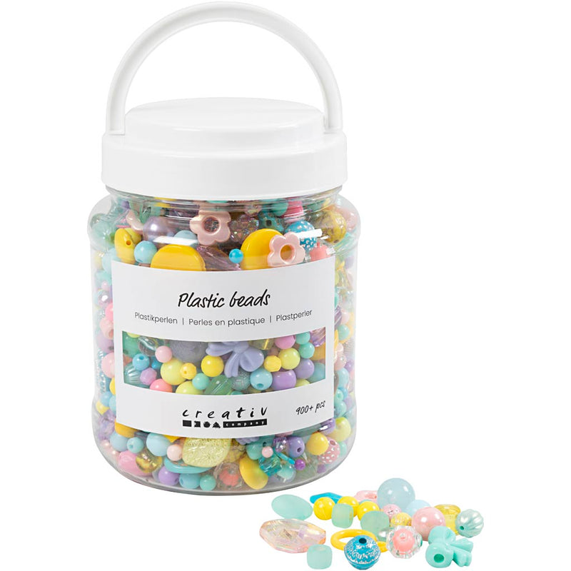 Load image into Gallery viewer, Creativ company https: www.cchobby.nl plastic-kralen-d-5-35-mm-gatgrootte-1-8-mm-ca-900-stuk-diverse-kleuren-700-ml-1-doosje