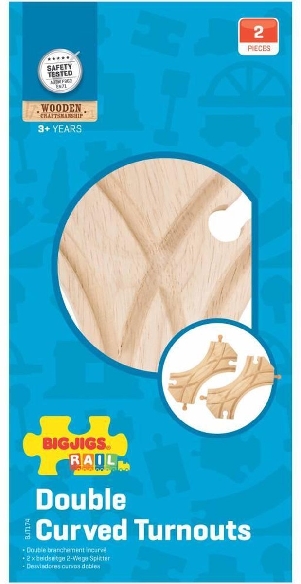 Afbeelding laden in galerijviewer, Bigjigs houten rails - 2-zijdige links rechts splitsing