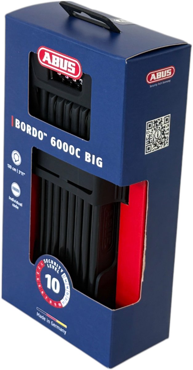Afbeelding laden in galerijviewer, Abus fietsslot vouwslot - bordo™ 6000c - security level 10 - zwart - 120 cm - geschikt voor elektrische fietsen en stadsfietsen
