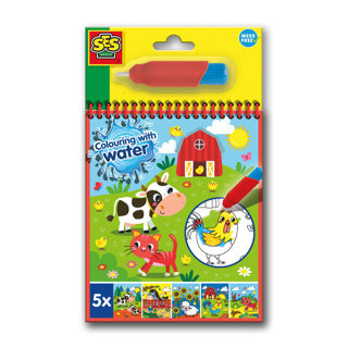 Load image into Gallery viewer, Ses kleuren met water kleurboek met waterstift boerderij