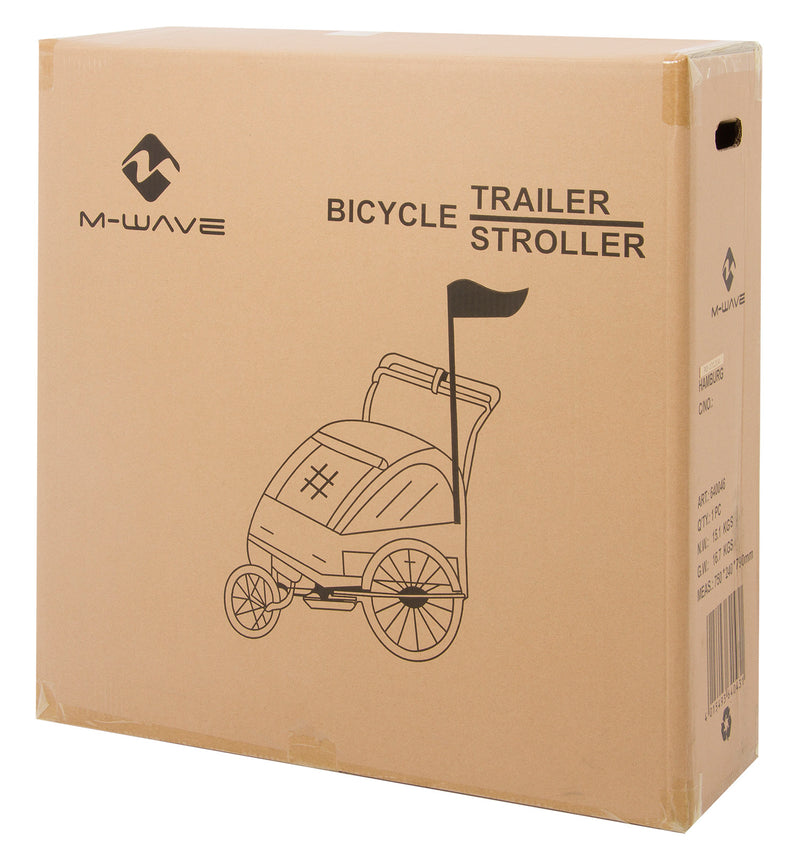 Afbeelding laden in galerijviewer, Kinderwagen met loopwiel - inklapbaar, 20 inch wielen, handrem, 2 kinderen, max 50 kg