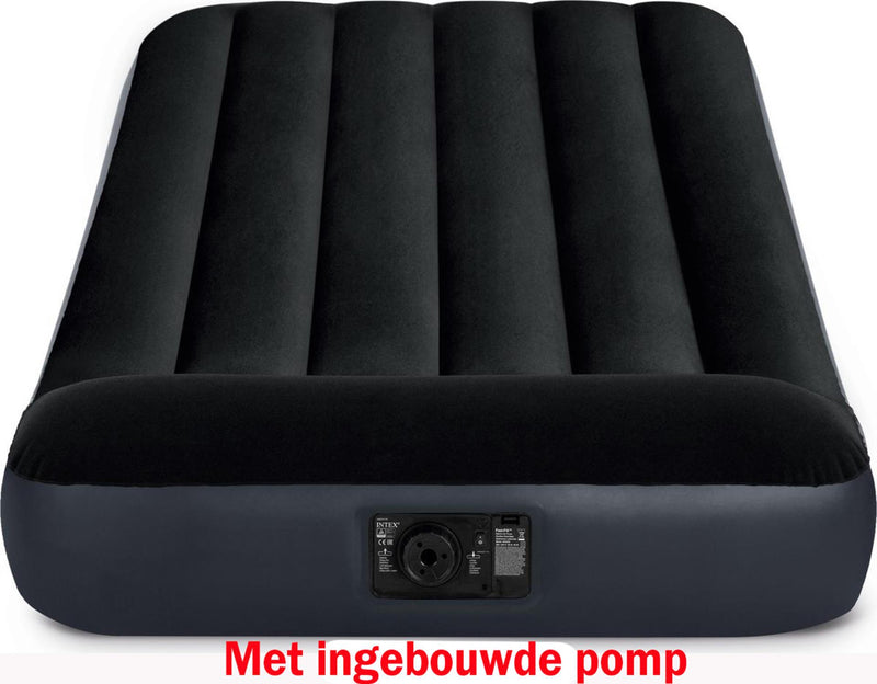 Afbeelding laden in galerijviewer, Intex twin pillow rest classic luchtbed met ingebouwde pomp (220-240v) 99x191x25cm