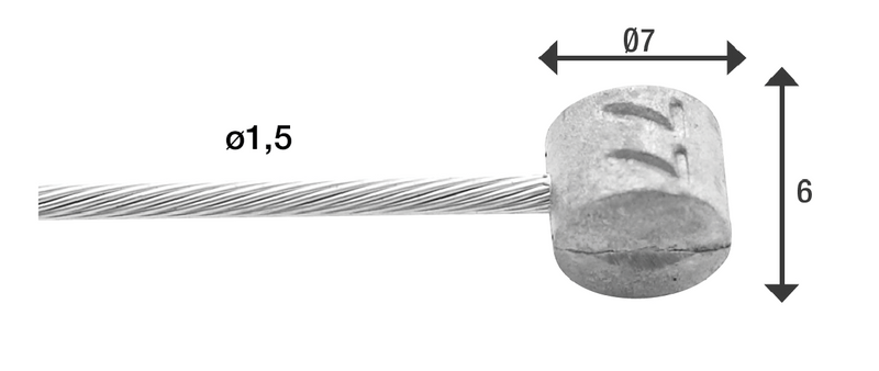 ギャラリービューアに画像をロードする, achterrem binnenkabel 3000 mm tonnippel zilver