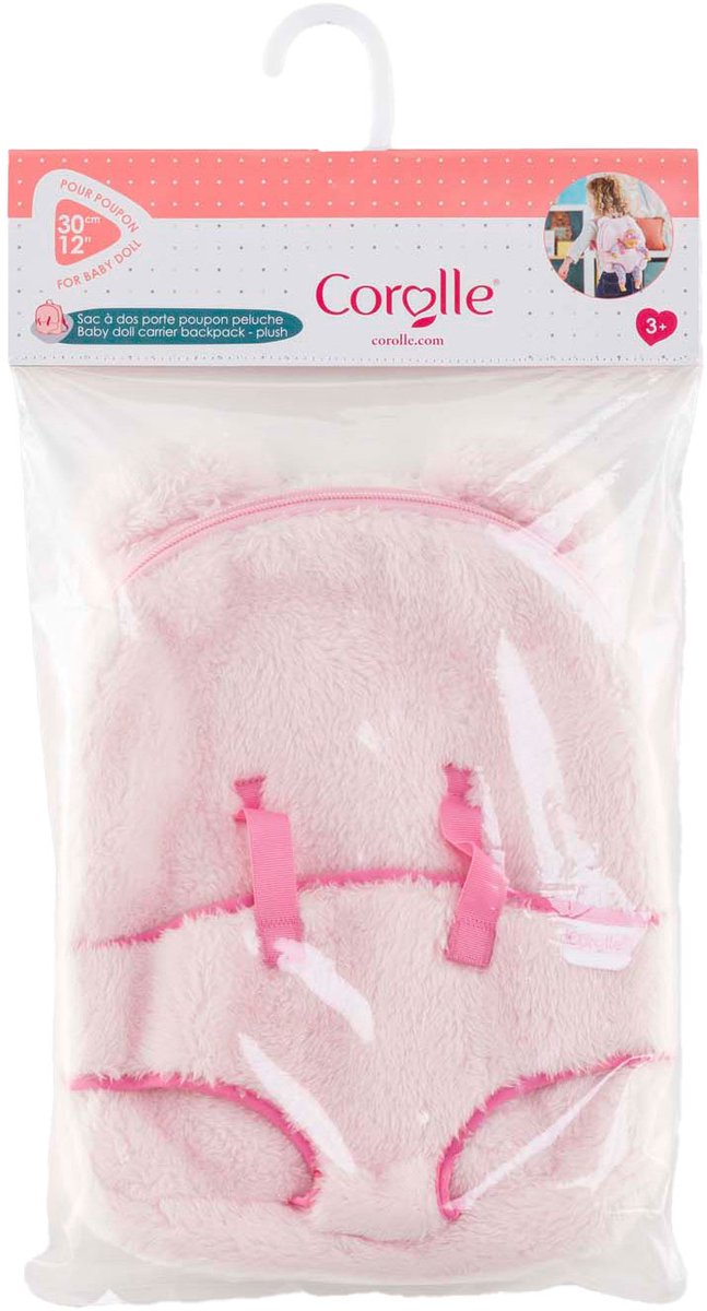 Afbeelding laden in galerijviewer, Corolle poppen draagrugzak roze pluche 30cm babypop accessoire.