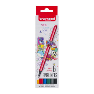 Afbeelding laden in galerijviewer, Bruynzeel fineliner set basis 6 kleuren