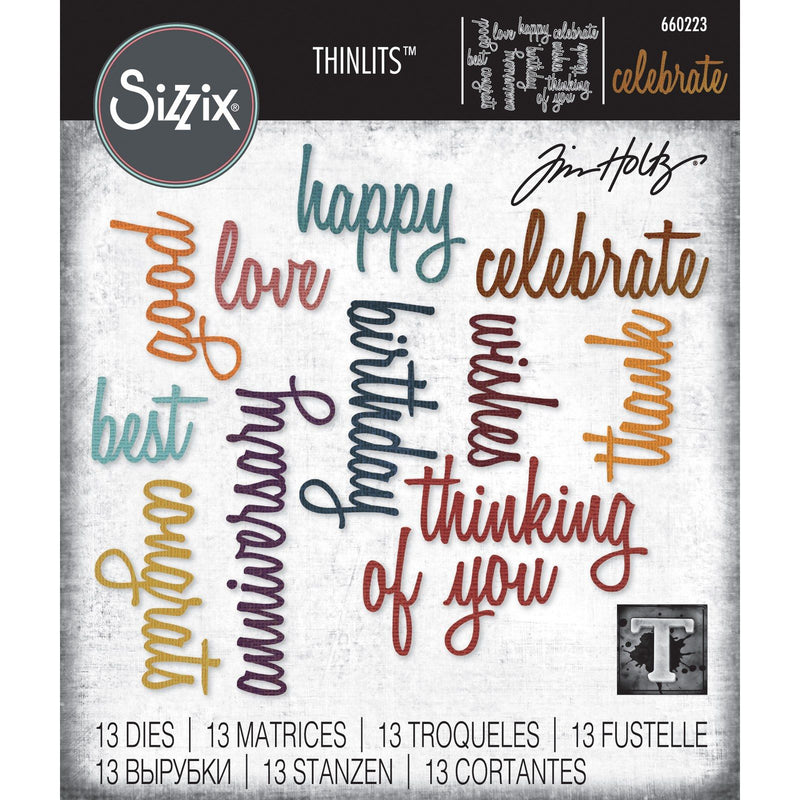 Load image into Gallery viewer, Sizzix • tim holtz thinlits die set celebration words script 13pcs