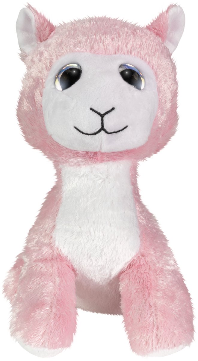 Afbeelding laden in galerijviewer, Lumo stars knuffel lama olivia 24cm pluche speelgoed roze wit.