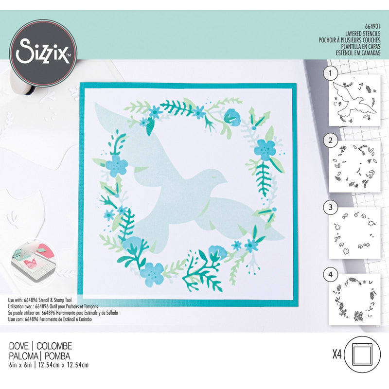 Load image into Gallery viewer, Sizzix • layered stencils dove 4stuks