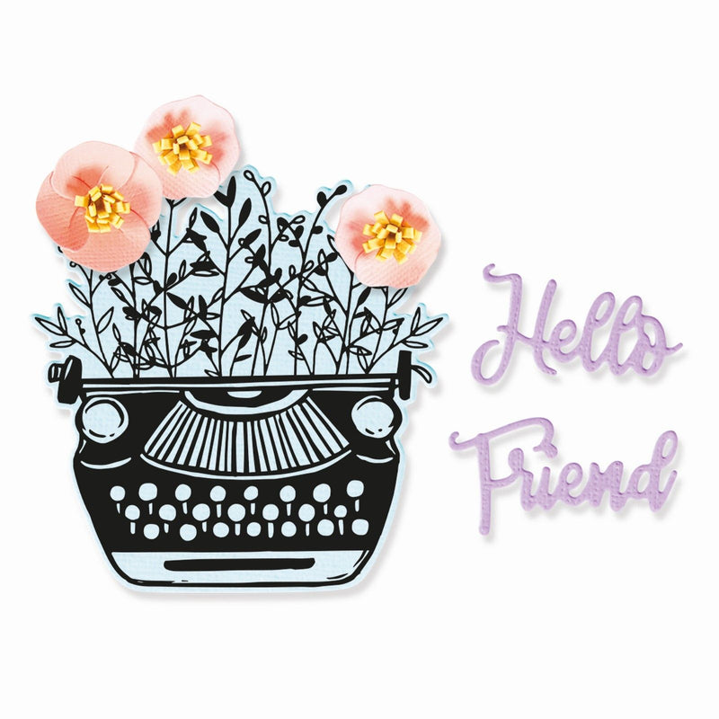 Load image into Gallery viewer, Sizzix • framelits die set 5pieces stamps hello typewriter