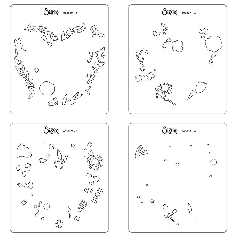 Load image into Gallery viewer, Sizzix • layered stencils heart wreath 4pieces