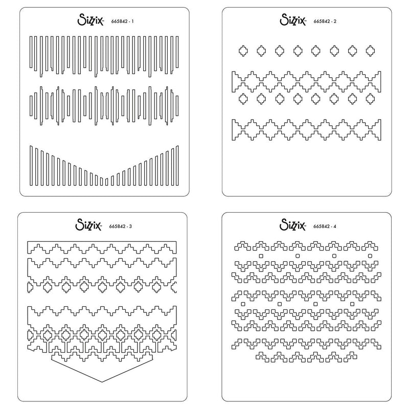 Load image into Gallery viewer, Sizzix • layered stencils textile 4pieces
