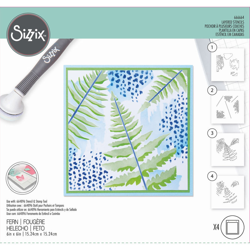 Load image into Gallery viewer, Sizzix • layered stencil fern 4pcs
