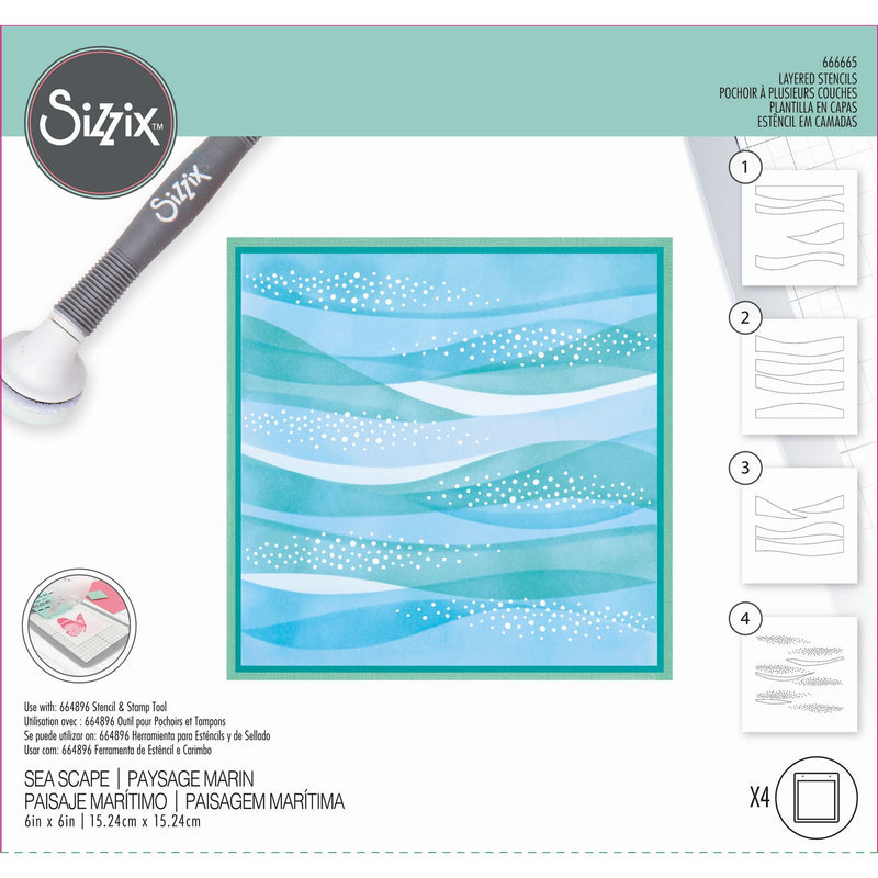 Load image into Gallery viewer, Sizzix • layered stencil sea scape 4pcs