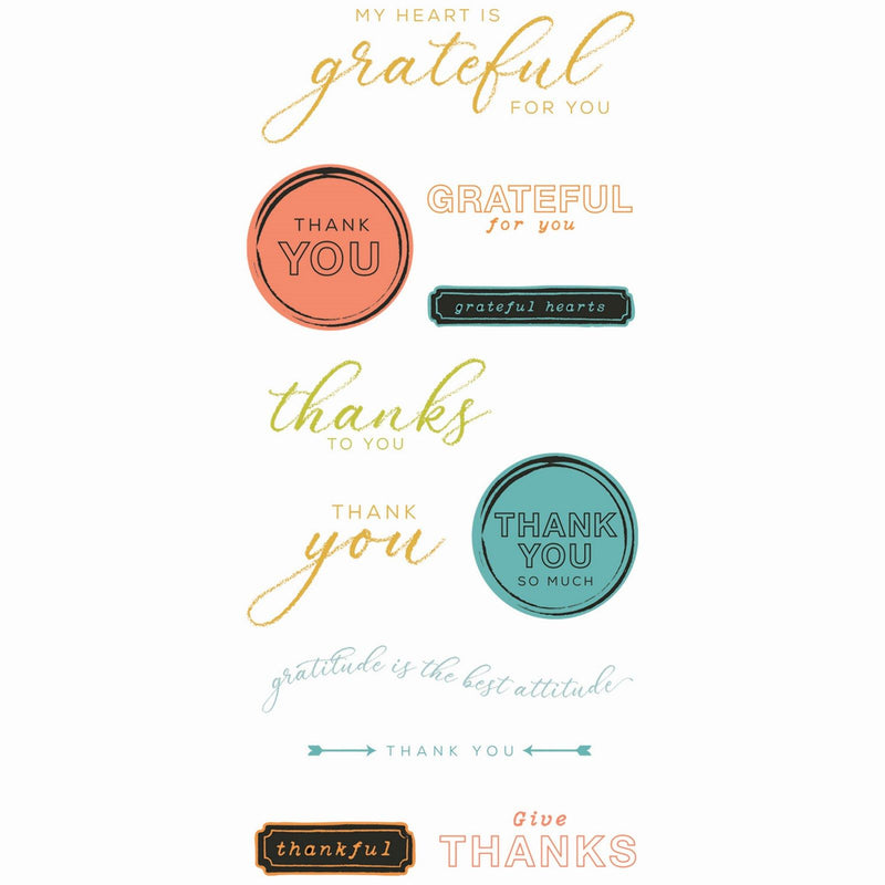 Load image into Gallery viewer, Sizzix • clear stamp set with framelits die thankful sentiments 15pcs
