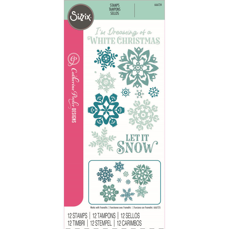 Load image into Gallery viewer, Sizzix • clear stamp set white christmas 12pcs