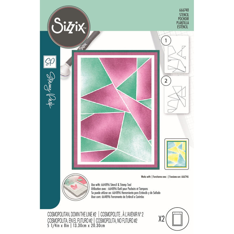 Load image into Gallery viewer, Sizzix • cosmopolitan stencil a6 down the line nr.2 2pcs
