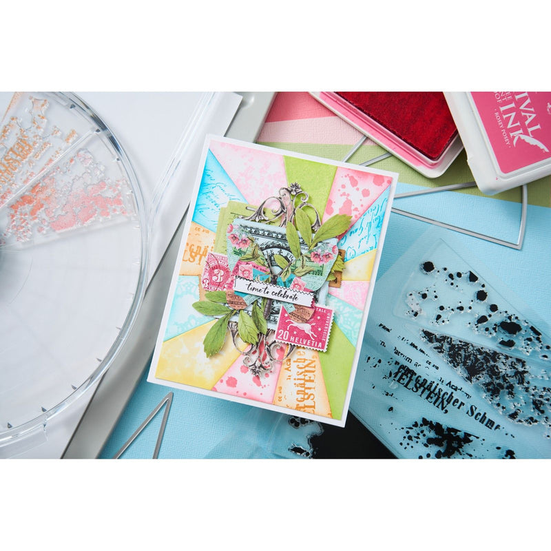 Load image into Gallery viewer, Sizzix • clear stamps with framelits build-a-burst artsy lace mix 14pcs