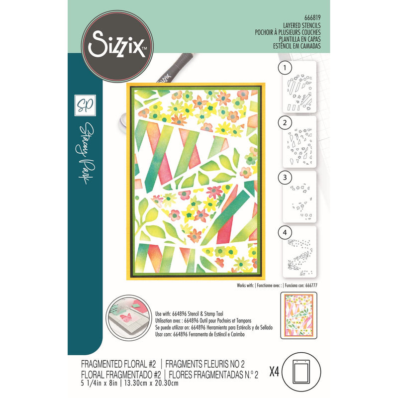 Load image into Gallery viewer, Sizzix • stencil fragmented floral nr.2 4pcs