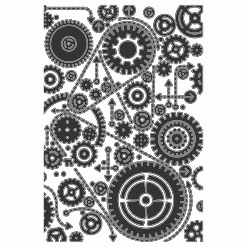 Load image into Gallery viewer, Sizzix • multi level textured impressions embossing folder vault gears by tim holtz