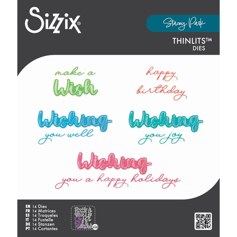 Load image into Gallery viewer, Sizzix • thinlits die set 14pcs take two’s, wish sentiment by stacey park
